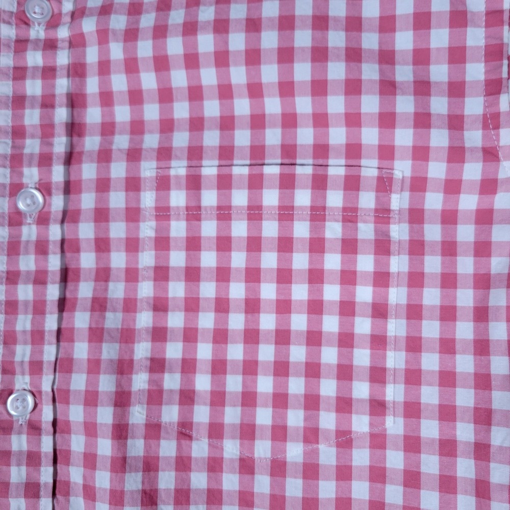 J.Crew Button Down Shirt Mens Medium Red/Pink Gingham Slim Untucked Flex Washed - Picture 2 of 14
